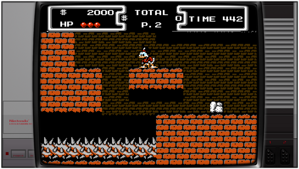 ducktales sur nes, de nombreux dangers sont présents, comme ces vignes épineuses géantes
