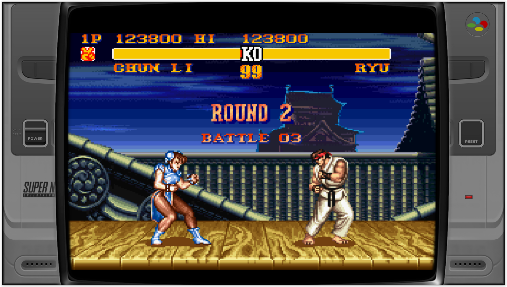 jeu street fighter 2 sur super nintendo, chun-li contre ryu