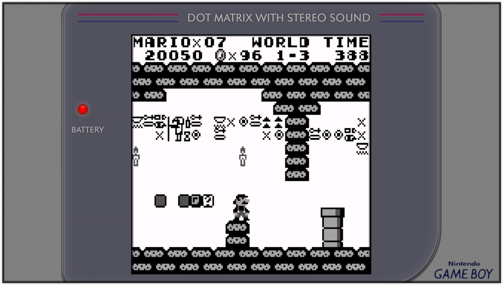 super mario land game boy, mario se trouve un niveau tiré d'un tombeau égyptien